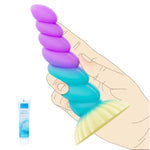 Beginner Dildo 5 Inch Anal Dildo, Small Suction Cup Dildos For Prostate & G Spot,Pink & Blue Soft Curved Dildos With Ribbed, Silicone Unicorn Realistic Dildo Anal Sex Toy For Men Women Couples