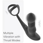 Pp-Controlled Prostate Massager And Penis Ring - Black Silicone Butt Plug Vibrator For Solo Play And Long-Distance Partner