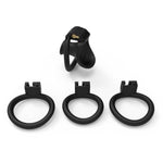 Male Inverted Chastity Cage Set With 4 Cock Rings, 3D Nylon Small Chasity Belt Negative Chastity Devices Micro Slave Lock Cock Cage Adult Sm Penis Bondage Device Sex Toys For Men, Black
