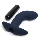 Booty Buddy Vibrating Butt Plug - 4 Inch Silicone Anal Plug With Removable 7 Function Bullet Vibrator - Smooth Curved Tip - Waterproof - Blue