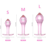 Anal Butt Plug Training Kit, 3 Pcs Glass Anal Trainer Dilator With Long Neck Anal Adult Sex Toy For Men Women Couple Masturbation (S/M/L)