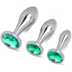 Sex Toys Anal Butt Plug, 3Pcs Adlut Toys Safety Metal Butt Plug Sexy Toy With Crystal Diamond Anal Toy For Men Women Anal Trainer Beginner (Green)