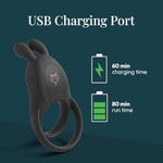 Vibrating C-Ring Toy With Bunny Ear Clitoral Stimulator - Vibrating C-Ring For Couples With 10 Modes - Adult Sex Toy For Men, Women, Water Resistant