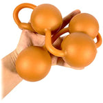 Silicone Anal Butt Beads Chain Plug - Anal Beads Chain With 4 Balls 2.36" Huge Anal Dilator With Safe O Pull Ring For Men Women Play Gold