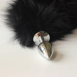 Anal Plug For Cosplay Stainless Steel Real Fox Tail Anal Plug Sex Toys Tail Plug Balck-Tail