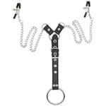 Men Sexy Nipple Clamps Chain With Penis Ring Erotic Leather Fetish Nipple Clamp Sex Toys Adjustable Breast Clips Bdsm Sexual Pleasure Tools Bedroom Sm Game For Couples Bdsm Bondage Kits