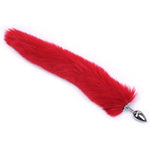 Multi-Function Fox Tail Fur Anal Butt Plug Sex Toys For Sm & Cospaly Role Play Stainless Steel Plug Red