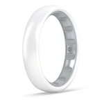 Elements Luxe Classic Thin Silicone Ring - Comfortable And Flexible Design - 4.3Mm Wide, 1.75Mm Thick - Pearl - Size 9