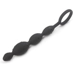 Silicone Anal Beads Butt Plug With Pull Ring, Flexible Anal Chain G-Spot Stimulator With 4 Gradual Balls And Pull Loop - Anal Training Sex Toy For Men Women, Buttplug - Black (7.9'' X 0.6''-0.9'')