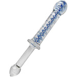 8.7 Inches Blue Swirl Glass Dildo Crystal Penis Women Masturbator G-Spot Stimulator Sex Wand