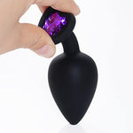 3 Pcs 3 Sizes Silicone Anal Plugs, Jeweled Butt Plug, Anal Trainer Toys, Heart Butt Plugs, Purple