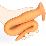 Super Long Anal Plug Dildo, Flexible Liquid Silicone Butt Plug Vaginal Anus Dilator Prostate Massage Stimulation Adult Erotic Sex Toys For Women Men (Medium) Gold