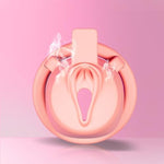 Pink Chastity Cage Male Sex Toy Lightweight Cock Cage Male Chastity Device With 3 Size Rings And Invisible Lock Vertical Lock Penis Cage Male Exerciser For Couple Adult Sex Toys