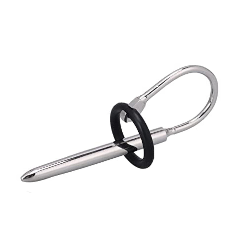 Smooth Urethral Sounds Catheter Plug Metal Urethral Rod With Silicone Penis Cock Rings(021)