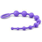 Luxe Silicone 10 Anal Beads - Silky Smooth Ultrasilk - Puria Platinum Silicone - 12.5" Long Beginner Anal Plug With Sturdy Handle - Anal Training Sex Toy For Men Women Couples - Purple