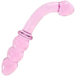 Glass Dildo, Crystal Bent Pleasure Wand Double Ended Butt Plug Anal Beads For Unisex G-Spot Stimulation
