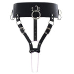 Women'S Bdsm Dildo Leather Constrained Forced Strapon Chastity Belt Lesbian Bondage Set (Vibrator Not Included) Sm Chastity Forced Orgasm Belt, Electric Waistband Harness Fixed Belt Sex Toys For Women