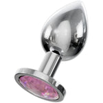 Jewelled Butt Plugs By Stainless Smooth Metal Anal Plug Adult Sex Toys Velvet Bags 3 Size Pack (Round Light Pink)