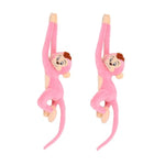 2Pcs Hanging Monkey Stuffed Animals Plush Cute Pink Monkey Toy For Kids, 27.6"