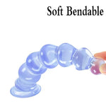 9.4inch 6 Beads Anal Beads Anal Dildo with Strong Suction Cup Sex Toy Butt Plug Clitoral Dildo for Woman Man - Black