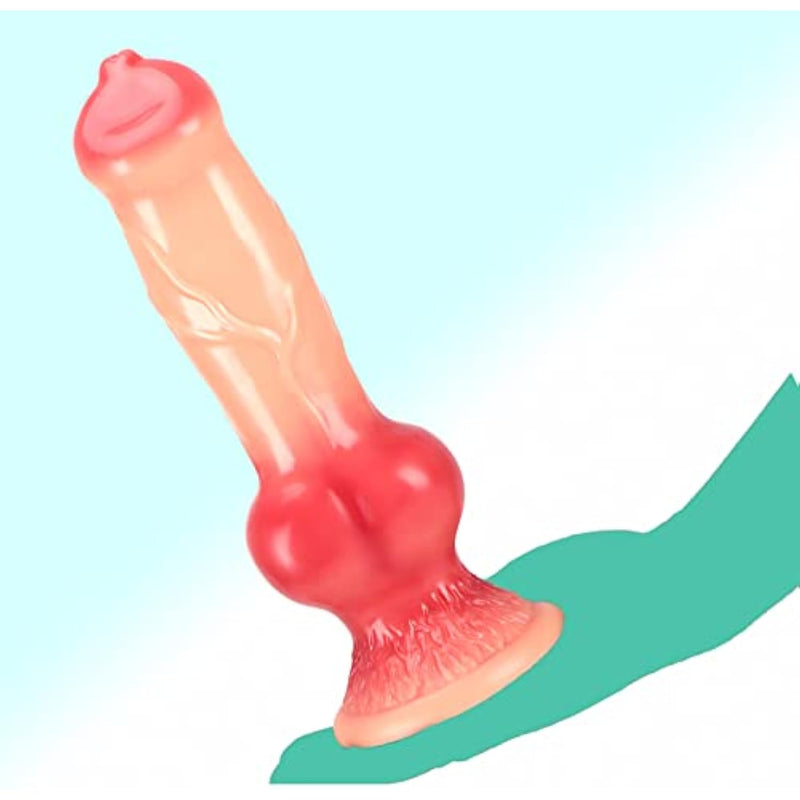 Realistic Dog Dildo for Beginners,Thick Fake Penis Multiple Options XL L M S XS Adult Sex Toy Soft Knot Wolf Dildos for Couples Men Women G-spot Anal Canine Lesbian dildoes (L)
