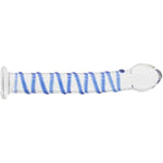 Crystal Glass Pleasure Wand Dildo Penis With Blue Raised Spiral Texture Mushroom Tip Anal Butt Plug