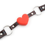 Silicone Heart-Shaped Mouth Ball Adult Sexy Leather Bondage Training Sex Auxiliary Soft Solid Mouth Plug Red Heart
