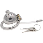 Hollow Metal Chastity Lock Male Masturbation Chastity Device With Silicone Urethral Catheter Chastity Cage Lock Sex Toy