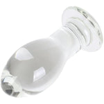 Huge Head Long Neck Glass Butt Plug, Clear (Medium)