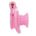 Negative Chastity Cage Sex Toy Male Set With 4 Cockrings 3D Small Chastity Devices Locked Cock Cage Nylon Reticulate Hollowing Fish Trap Shape Adult Penis Bdsm Bondage Device For Mens (Pink)