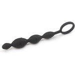 Silicone Anal Beads Butt Plug With Pull Ring, Flexible Anal Chain G-Spot Stimulator With 4 Gradual Balls And Pull Loop - Anal Training Sex Toy For Men Women, Buttplug - Black (7.9'' X 0.6''-0.9'')