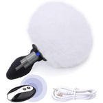 Bunny Tail Butt Plug Vibrator, Soft Silicone Anal Plug With White Furry Tail Plug, Wireless Remote Control Design, Rabbit Tail Trainer For Adult Sex Toys For Role Play Cosplay Women, Men And Couples