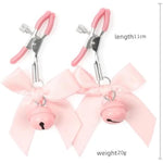 Adjustable Metal Nipple Clamps Non-Piercing Pink Bow Nipple Rings Decorative Weights Bell Non Piercing Nipple Adult Flirting Sex Toy