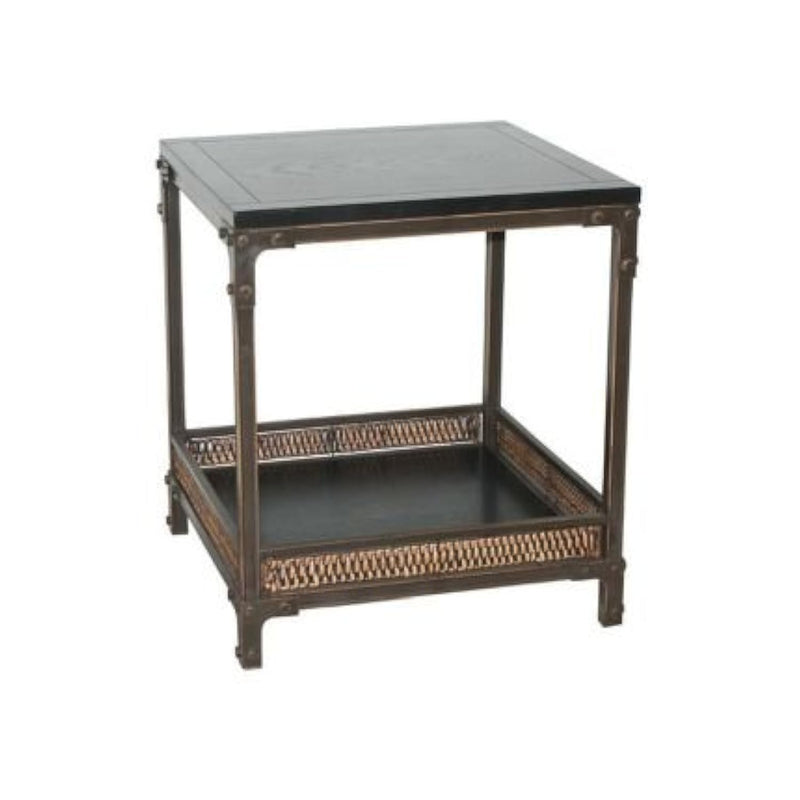 American Homes Collection Dinesh Black And Dark Walnut End Table