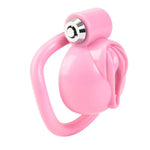 Pink Chastity Cage Lightweight Male Cock Cage Chastity Device With 5 Different Sizes Curved Rings And Invisible Button Lock Male Penis Cage For Couples Men Adult Sex Toys