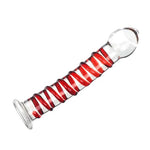 Crystal Anal Dildo Glass Buttplug Anal Sex Toys for Couples,Realistic Dildo Anal Plug with Red Raised Spiral Texture,G-Spot Glass Dildos Prostate Massager Sex Novelties Adult Sex Toys for Women Men