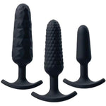 Trio Anal Plug Set Of 3 Weighted Butt Plugs, Three Sizes Of Adult Sex Toy (Black)