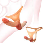 Double Dildo Silicone Strap-On Panties – Wearable Dildo Underwear With 5.7In & 5.2In Solid Shafts, Realistic Dual Shaft Strap-On Sex Toy For Anal & Vaginal Play For Lesbian Couples