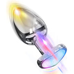 Vibrating Anal Plug Vibrator Butt Plug For Women Men Hearted Light Up Prostate Massager With Remote Control Stainless Steel Electric Sex Toys (M)