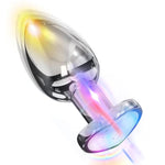 Vibrating Anal Plug Vibrator Butt Plug For Women Men Hearted Light Up Prostate Massager With Remote Control Stainless Steel Electric Sex Toys (S)