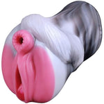 Fantasy 2 In 1 Soft Flexible Liquid Silicone Made Color Mixed Male Masturbator Silicone Men Stroker Adult Sex Product For Men Couple With Textured Enlarged Internal Tunnels Lifelike Unique Design