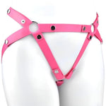 Male Anti-Off Chastity Cage Strap, Chastity Device Penis Cage Accessories, Pu Auxiliary Elasticity Belt With Scrotum Cock Rings, Three Way Elastic Band Bondage Belt Sex Toys For Men Gay (Pink)