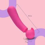 Dual-Action Silicone Massage Wand Vibrator Female Adult Toy - Handheld G Spot Vibrator - Cordless Wand - Waterproof Personal Vibrating Wand, USB Rechargeable (Pink)