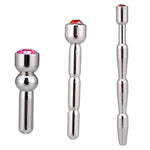 Stainless Steel Urethral Sound With Pink Gem Waterproof Urethral Dilator For Male Masturbation And Couple Play Solid Length (Cā028)