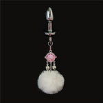 Wearable Tail Anal Plug Cute Plush Ball With Lamp, Cosplay Game Accessorie Luminous Anal Plug Sex Toy With Bell(Pink,S)