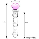8.3" Glass Dildo Butt Plug, Crystal Penis Glass Rod Pleasure Rod, Anal Bead Dildo G-Spot Stimulation Female Masturbator, Heart-Shaped Crystal Massager Anal Sex Toy,Suitable For Male And Female Couples