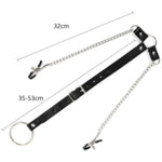 Bdsm Penis Ring With Nipple Clip For Men Pu Leather Collar Bondage Sm Extreme Slave Testicle Stretchers Pennis With Chains Sex Toy