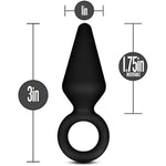 Anal Adventures Platinum Ultrasilk Silicone Retrieval Ring - Small Beginners Training 3 Inch Butt Plug Adult Toy - Latex And Phthalate Free - Sex Toys For Women Men Couples - Black