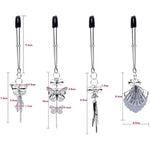 Silver Butterfly Pendant Bell Nipple Clamps, Adjustable Breast Nipple Clamps, Papilla Straighteners Corrector Nipple Shield Nipple Clamps Adjustable Breast Clamps