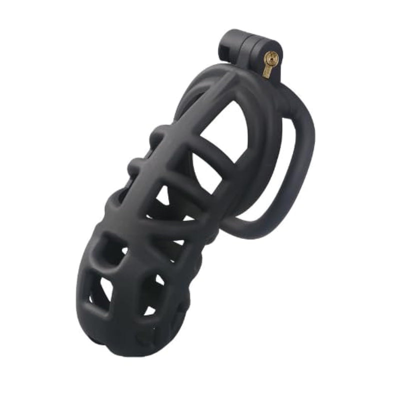 Men Black Chastity Belt Breathable Cock Cage Adult Abstinence Penis Bondage Male Sex Toys Lightweight Chastity Device With Invisible Lock Key Penis Cage Slave Punish Adult Toys For Sm Games Bed L